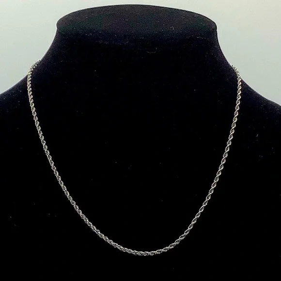 Sterling Silver Twisted Rope Chain Necklace, 18” - Picture 2 of 4
